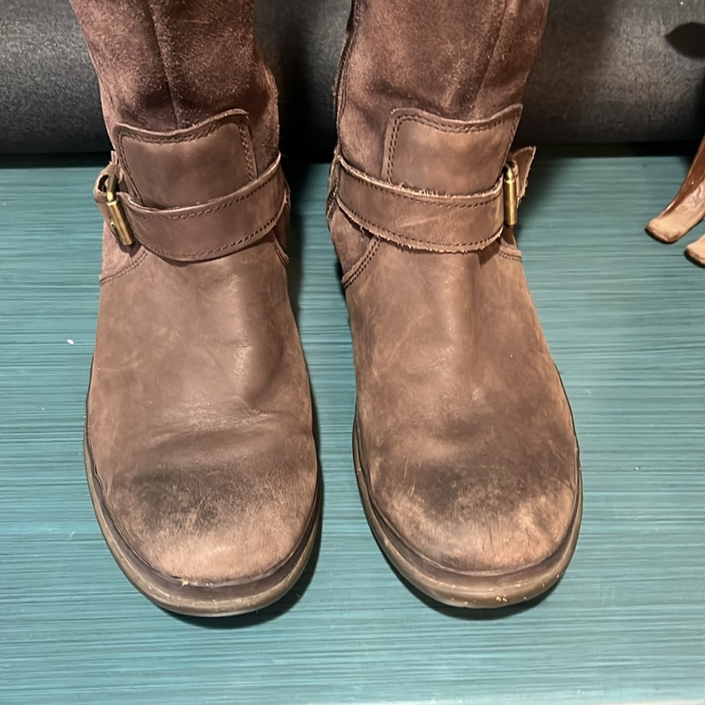 UGG Thomsen Tall Boots Brown Leather Suede - Picture 4 of 11